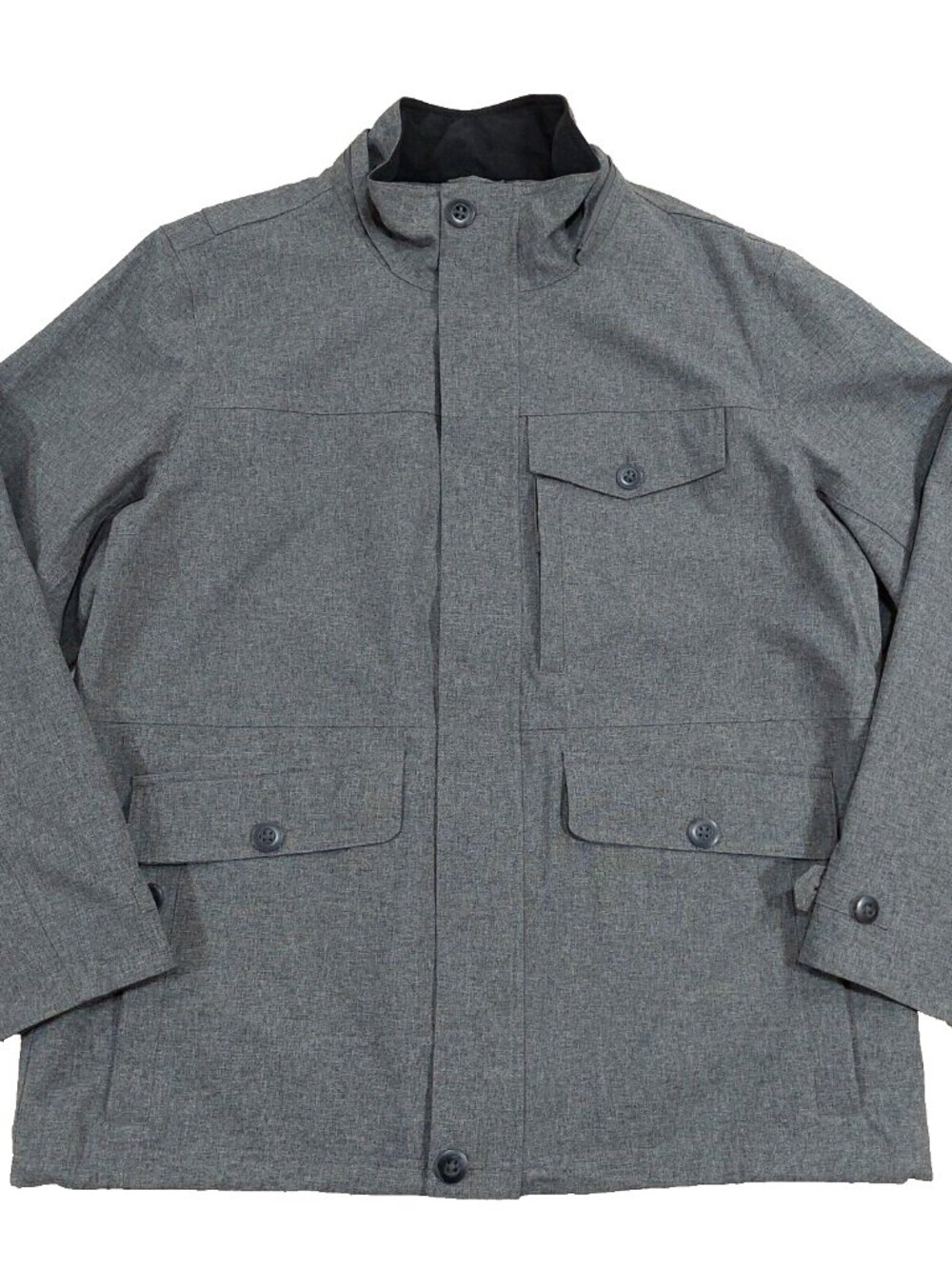 LL Bean Jacket Mens Large Gray Waterproof Shell Full Zip Parka (No Hood)